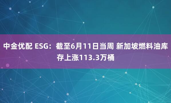 中金优配 ESG：截至6月11日当周 新加坡燃料油库存上涨113.3万桶